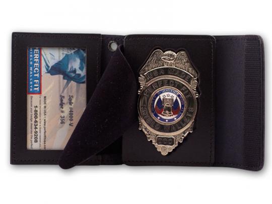 Chaplain Police Badge and Leather ID Holder