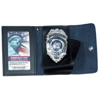 Chaplain Police Badge and Leather ID Holder