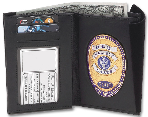 DK440 Leather Hidden Badge and ID Wallet - Cutout